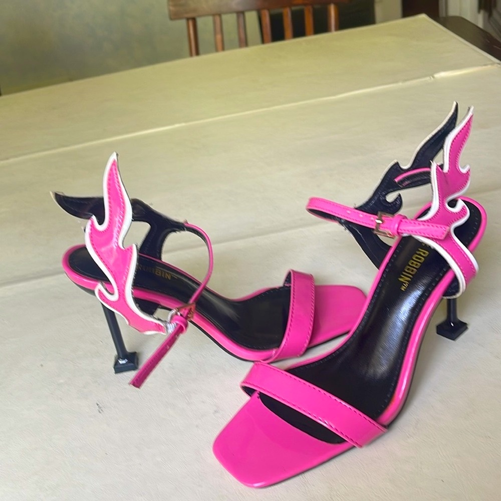 Pink and Black Women's #Heels with Flames